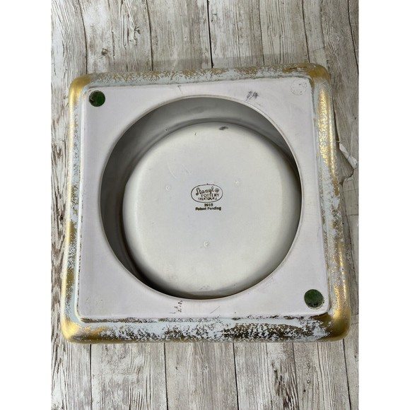 MID CENTURY STANGL POTTERY TRENTON NJ 9" X 9" AQUA & GRANADA GOLD ASHTRAY #3915 - Picture 4 of 8